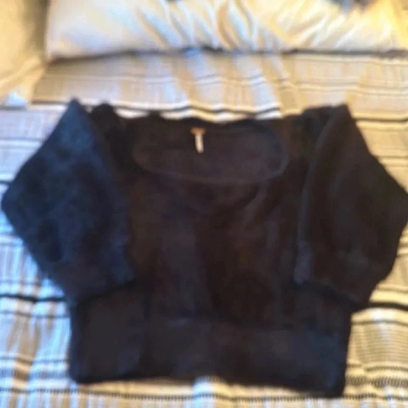 Free People Black Fuzzy Moonbeam women’s Medium - Picture 5 of 9